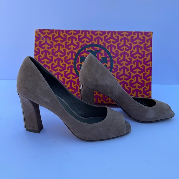 Tory Burch Suede Open Toe Pumps - Picture 3 of 7